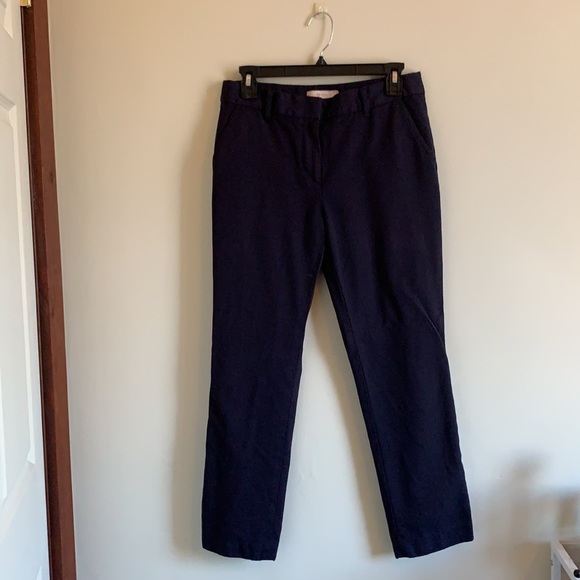 Tory Burch Navy Skinny Wool Blend Pants - Picture 3 of 10